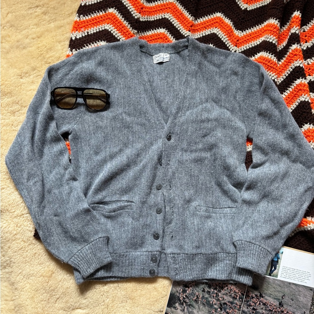 Grey vintage 60s knit sears cardigan
